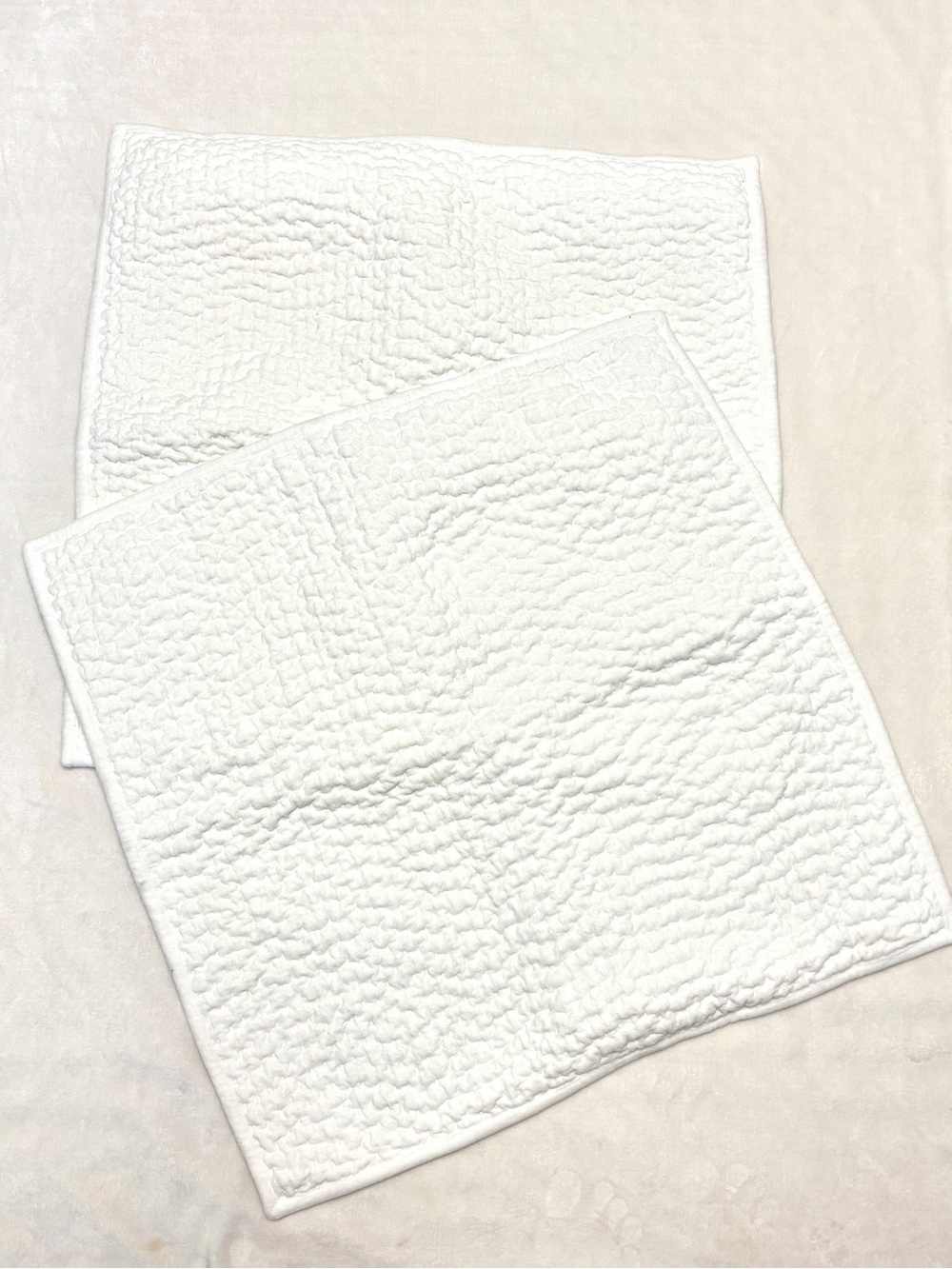 The Company Store Tufted Textured White Velvet Euro Shams w/ Tie Back